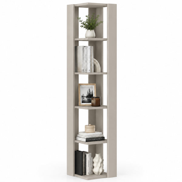 Libreria Angolare 34x34x161 cm Scaffale Salvaspazio 5 Ripiani in Legno Sabbia online