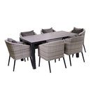 Set da Giardino Tavolo e 6 Sedie in Polyrattan Salem Pranzo Grigio