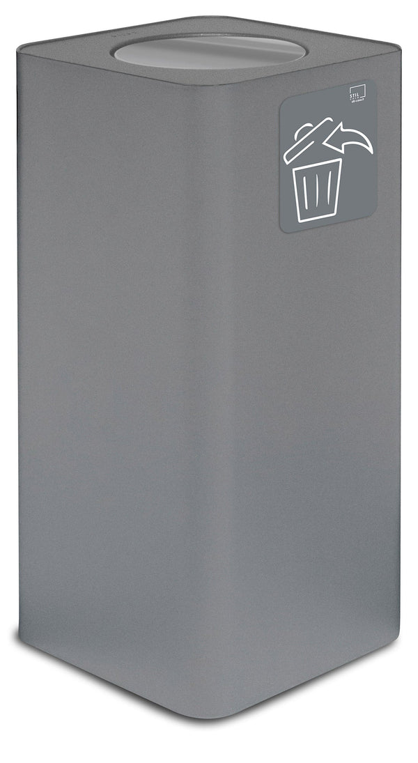 Pattumiera Per Raccolta Rifiuti 38x38xh80 cm In Acciaio Verniciato con Coperchio Basculante Grigio prezzo
