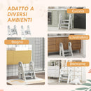 Torre Montessoriana Bambini Pieghevole 46,5x47x61,5 cm a 3 Gradini Regolabili con Maniglia e Superficie Antiscivolo in HDPE Grigio      