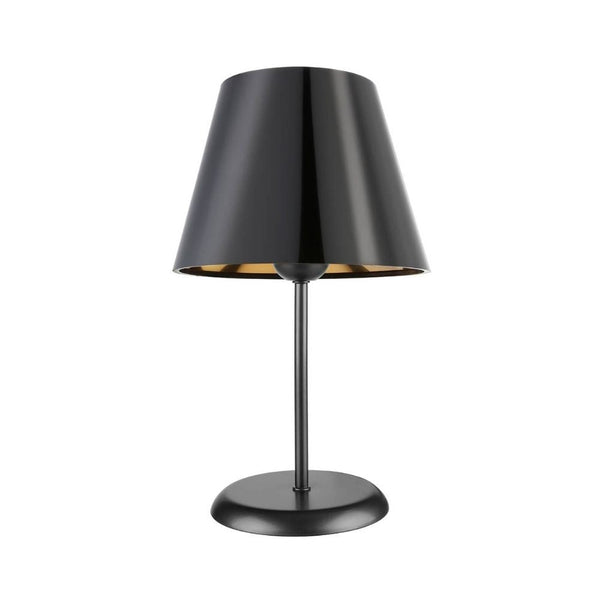 Lampada da tavolo Verda  in metallo e paralume tessuto nero sconto