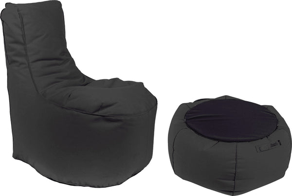 prezzo Sessel Pouf und Couchtisch aus dunkelgrauem Pomodone-Acryl