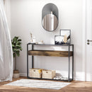 Tavolo Consolle Ingresso 108x28x85 cm in Acciaio e Legno Marrone Rustico
