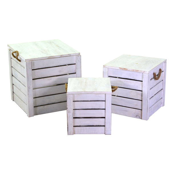 Set 3 Hocker aus Holz 42x42H43,5cm Adami Bianchi prezzo