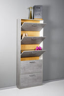 Scarpiera Salvaspazio 5 Ante 15 Paia 65x15x164 cm in Truciolare Nobilitato Cemento