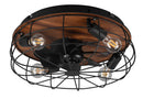 Plafoniera con Ventilatore da Interno Attacco E27 Ø50 cm Metallo Nero Opaco