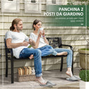 Panchina da Giardino 2 Posti 127x50x75 cm in Acciaio Nero