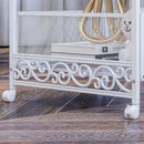 Carrello da Cucina Portaoggetti 3 Livelli 34x29,5x57,5 cm in Truciolato e Acciaio Bianco