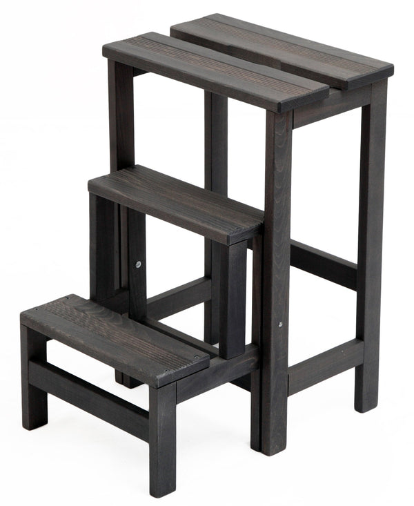 Leiterhocker 60 x 40 x 46 cm aus dunkelgrauem Holz acquista