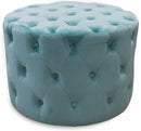 Pouf Poggiapiedi Sgabello Tondo Ø60 cm in Velluto Soriani Verde Tiffany