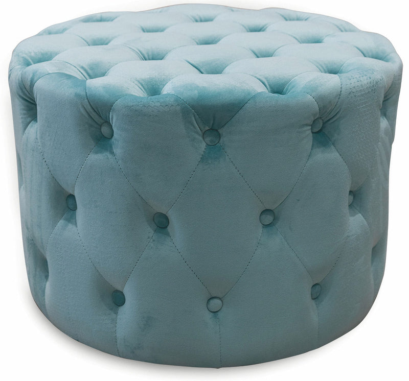 Pouf Poggiapiedi Sgabello Tondo Ø60 cm in Velluto Soriani Verde Tiffany
