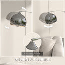 Lampada da Terra Design Vintage Asta Regolabile con Attacco E27 Struttura in Metallo e Base in Marmo Argento  