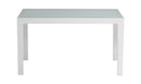 Tavolo Allungabile da Giardino 135/270x90x74 cm Selinunte in Alluminio Piano in Vetro Bianco