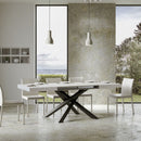 Tavolo Allungabile 140-400x90x77 cm Volantis Bianco Frassino Telaio Antracite  