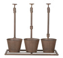 Vasetto Industry Triplo 49x19x48 cm in Ferro Marrone