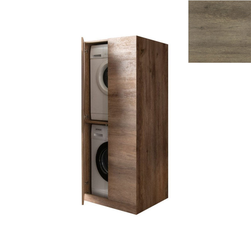 Mobile Lavanderia a Colonna per Lavatrice e Asciugatrice con Ante 70x70x174A cm in Nobilitato Unika Olmo Naturale