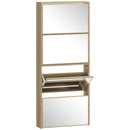 Scarpiera a Specchio 63x17x146 cm a 4 Ante Antiribaltamento in Legno color Legno      