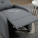 Poltrona Relax Reclinabile 155° 67x87x98 cm con Poggiapiedi in Tessuto Effetto Lino Grigio  