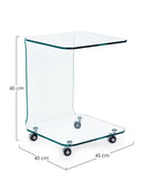 Tavolino con Ruote Iride Quadrato con Vetro in Vetro