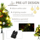 Set 2 Mini Alberi di Natale Artificiali Ø33x75 cm con 24 Luci Pigne e Bacche  Pino Verde