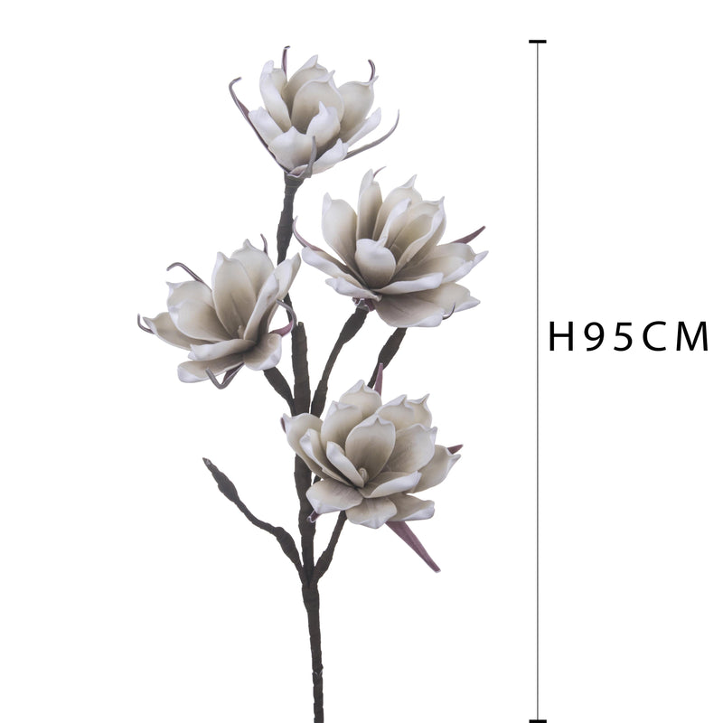 Set 2 Magnolie Composta da 4 Fiori Artificiali Altezza 95 cm Grigio