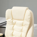 Sedia Poltrona da Ufficio Presidenziale Massaggiante 64,5x69x109-117 cm in Similpelle Bianca