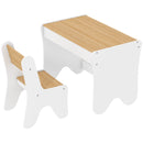 Set Tavolo Bambini 3-8 Anni con Sedia e Cassetto 69,5x45x51 cm con Bordi Arrotondati in Truciolato e MDF Bianco      
