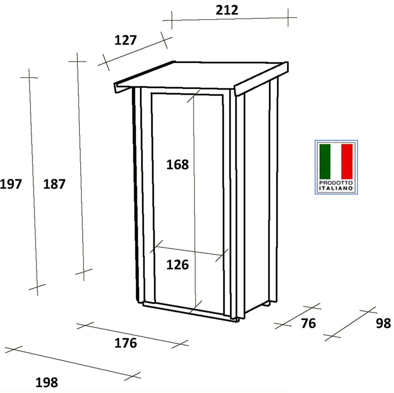 Casetta Box da Giardino per Attrezzi 198x98 cm con Porta Doppia Finestrata in Legno Naturale