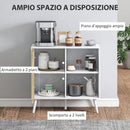 Credenza Moderna Mobile Basso 80x39x76 cm con Armadietto e Vani a Giorno in Legno Bianco  