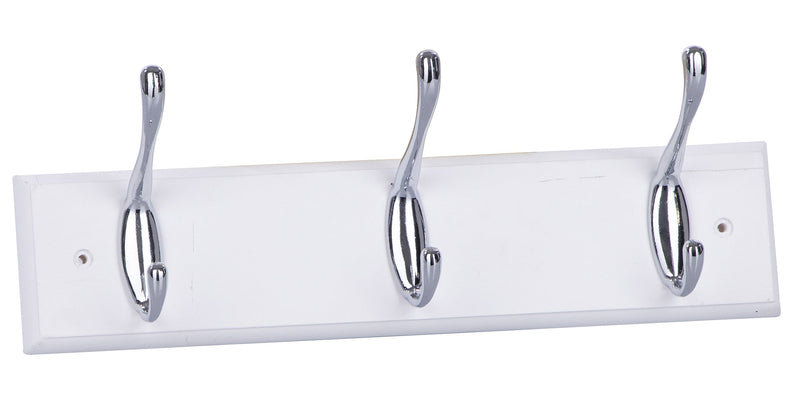 Appendiabiti da Parete 10,5x7x30 cm in Legno e Acciaio Bianco