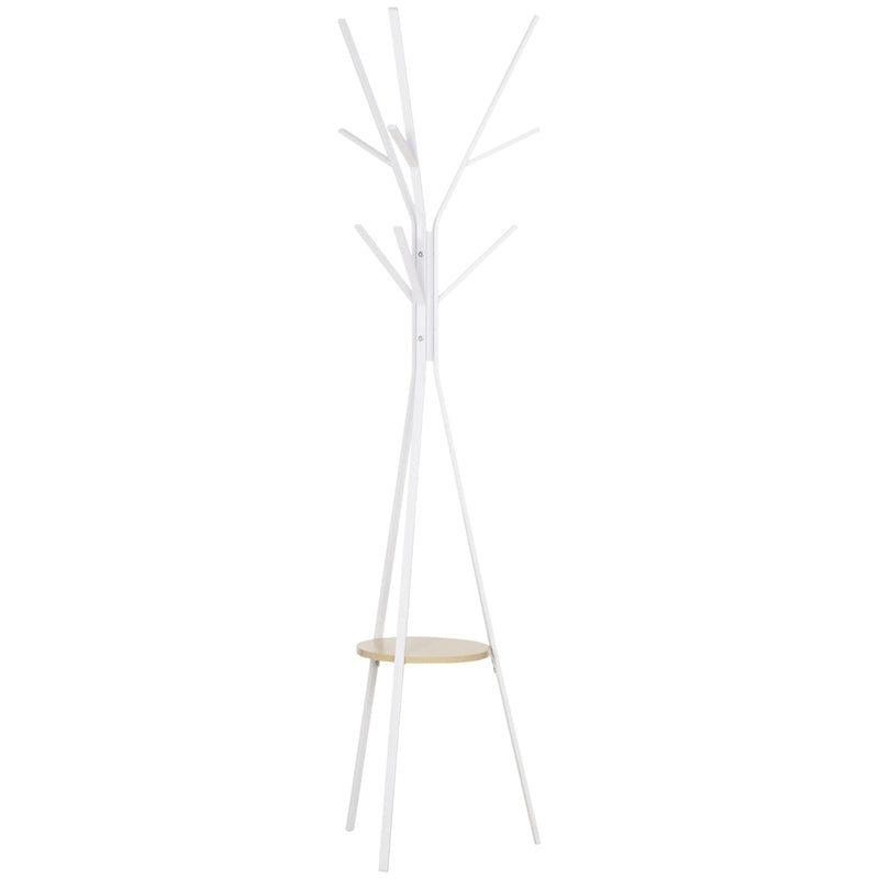 Appendiabiti da Terra Attaccapanni per Ingresso in Acciaio Bianco