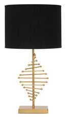Lampada da Tavolo Glam Sticky Ø34x65 cm in Ferro Plastica e Poliestere Nero e Oro