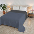 Trapuntino Estivo Double Face Effetto Water Washed in Poliestere Blu e Grigio Scuro Varie Misure