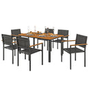Set da Giardino 7 Pezzi con Tavolo da Pranzo e 6 Sedie Impilabili Teak     