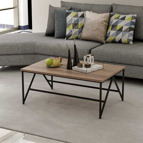 Tavolino basso da salotto 90x60x38 cm Hayesnero e noce sconto