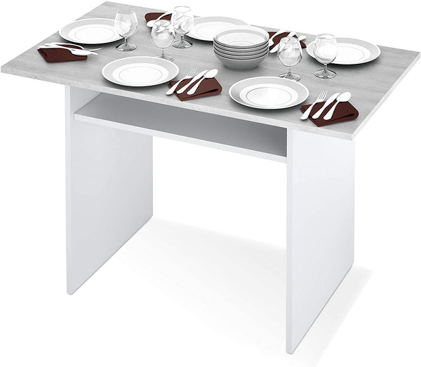 sconto Klappkonsole 120 x 35 x 77 cm aus weißem Holz und Zement