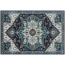 Tappeto Boho Antiscivolo e Lavabile 230x160 cm a Pelo Corto in Effetto Cashmere Blu  