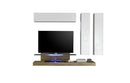 Parete Attrezzata Mobili Salotto 3 Mobili Sospesi 1 Mobile TV Mensola 185x225x51cm TFT  Cube Bianco Lucido e Miele