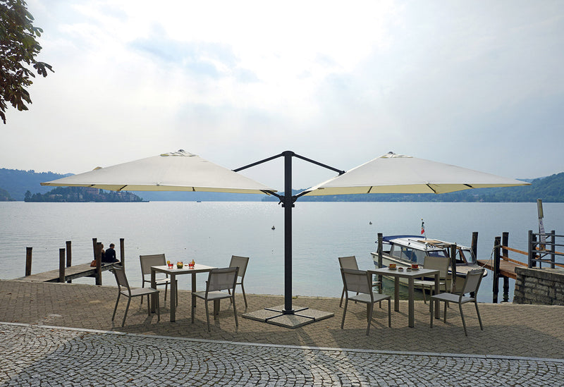 Ombrellone da Giardino Doppio 3x3m + 3x3m Telo in Polietilene Ecrù