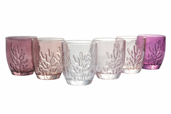 Set mit 6 Wassergläsern aus Glas 340 ml Villa d'Este Home Tivoli Coral Provence prezzo