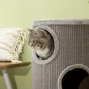 Cuccia per Gatti Tiragraffi 3 Ripiani Ø38x70 cm in Sisal e Peluche Grigio Chiaro
