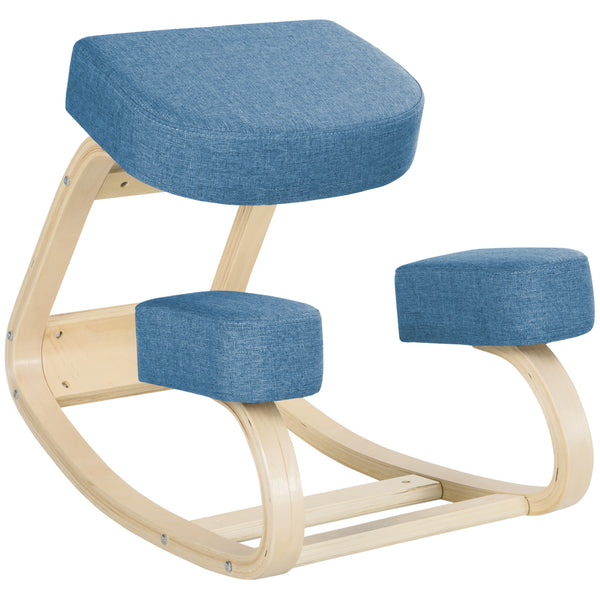 prezzo Sedia Ergonomica con Inginocchiatoio 51x69x58 cm in Betulla e Poliestere Blu