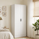 Armadio Slim 70x37x164 cm con Barra Appendiabiti e Ripiani in Truciolato Bianco      