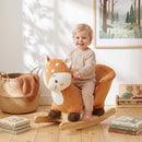 Cavallo a Dondolo per Bambini 1-3 Anni 60x32x49 cm a Forma di Cerbiatto Maculato con Suoni Realistici in Legno e Peluche Marrone Rossiccio      