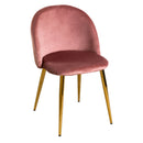 Set 4 Sedie Imbottite 38x43x74 cm in Vellluto Velvet Bronzo e Oro