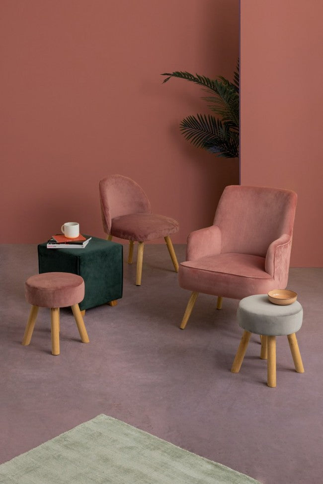 Set 2 Poltroncine 47x57x76 cm Adeline in Velluto Rosa Antico