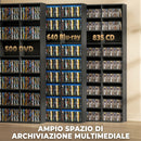 Mobile Porta CD a 9 Ripiani 100x24x175 cm con 21 Ripiani per 835 CD o 500 DVD in Truciolato Nero      