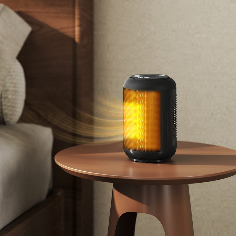 Riscaldatore Elettrico e Regolabile a 3 Modalità 14x14x21,5 cm con Timer 24h in PP e PA Ignifugo Nero      