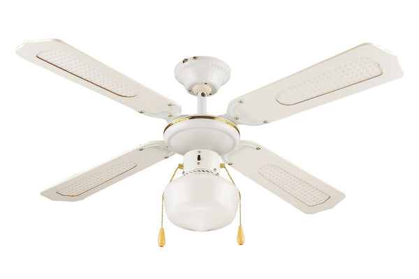 acquista Deckenventilator mit 4 Flügeln und Lampe Ø106cm 3 Geschwindigkeit Kooper Windy White