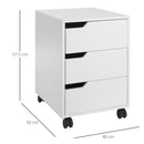 Cassettiera da Ufficio 3 Cassetti Maniglie a Scomparsa 40x50x57,5 cm Bianca  